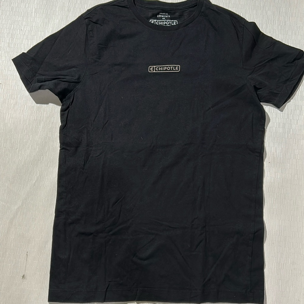 Chipotle unisex Sz Xs uniform black T shirt with logo front /back